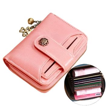 Rfid-blocking Women Wallet with Card Slots - Anti-magnetic - Red