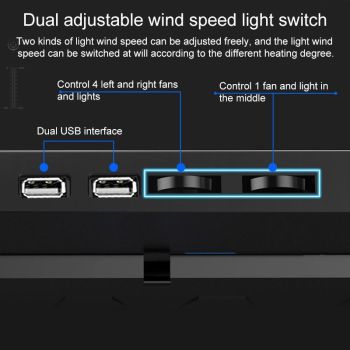 5-core Dual Port Laptop Stand with Cooling Fan - Red