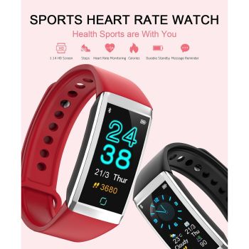 Waterproof Smart Bracelet With Call Reminder And Health Monitoring - Red