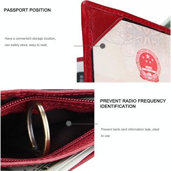 Men Rfid Leather Passport Wallet - Compact & Secure - Red