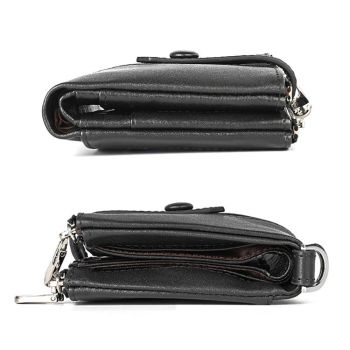 Double Zip Rfid Chain Wallet with Card Slots - Red
