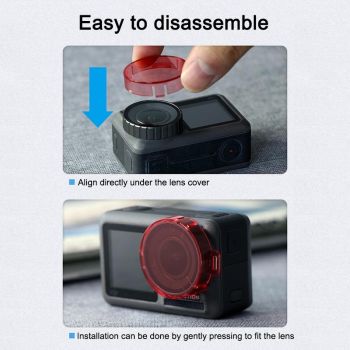 Round Lens Filter for Dji Action Camera - Red