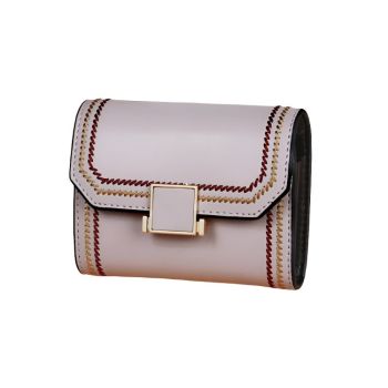 Snap Button Rfid Leather Wallet - Compact Design - Red