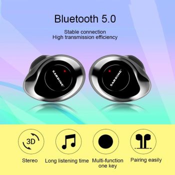 Wireless Stereo Earphones with Charging Box - Sardine F8 Tws Bluetooth V5.0 - Silver