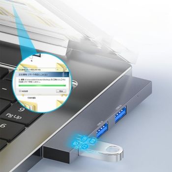 Usb Male To Dual Usb 2.0+3.0 Female Adapter Silver