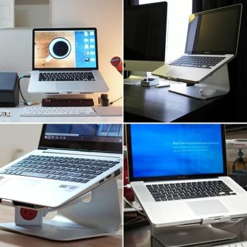 Classic Aluminum Cooling Stand with Fan for Mac Ipad and Laptops - Silver