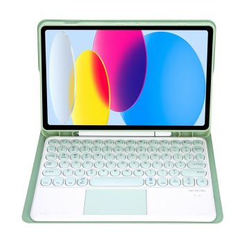 2022 Ipad 10.9 Lambskin Bluetooth Keyboard Case With Pen Slot - Baby Blue