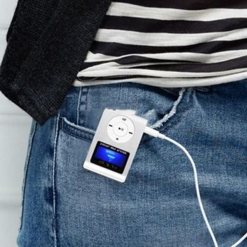 Lcd Mp3 Player With Tf / Micro Sd Slot & Metal Clip - Baby Blue