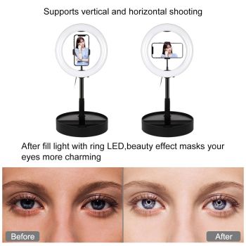 10.2 Dual-colour Led Ring Light with Usb Bluetooth Remote and Phone Holder - White