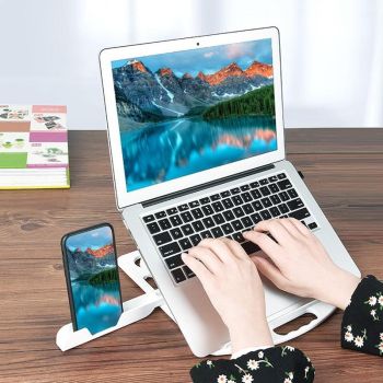 Enhanced Laptop Cooling Stand - Versatile and Efficient - White