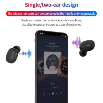 Wireless Bluetooth Earphones - Space Capsule Shape with Magnetic Charging Box & Lanyard - Black White