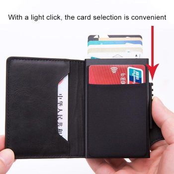 Rfid-blocking Leather Wallet with Card Slots - Apricot