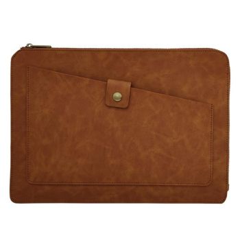 Premium Leather Business Laptop / Tablet Zipper Bag - Universal Fit - Yellow