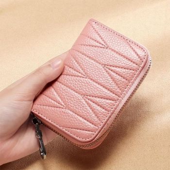Women Anti Magnetic Leather Rfid Wallet - Brown