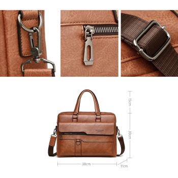 Retro Pu Leather Men Crossbody Bag - Light Brown