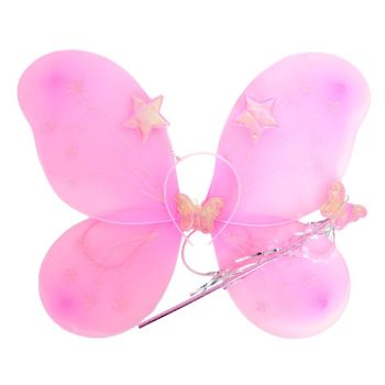 Girls Kids Angel Fairy Butterfly Wing Fancy Princess Costume Party - Light Pink