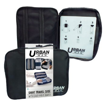 Urban Travel Shirt Organiser Bag Case Pouch w/ Fold Board 36cm x 26cm x 5cm in Black