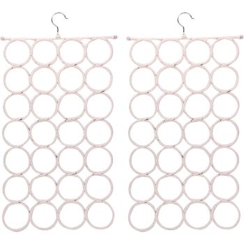2x 24 Hole Scarf Hanger Holder Storage Tie Belt Scarf Organiser Space Saver