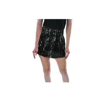 Ladies Adult Deluxe SEQUIN SKIRT Party Costume Dress Up Bling Fringe Tassel - Black