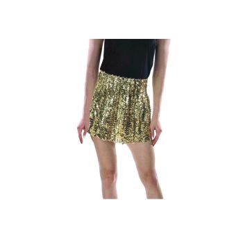Ladies Adult Deluxe SEQUIN SKIRT Party Costume Dress Up Bling Fringe Tassel - Gold