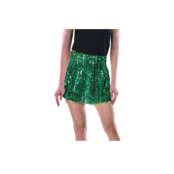 Ladies Adult Deluxe SEQUIN SKIRT Party Costume Dress Up Bling Fringe Tassel - Green
