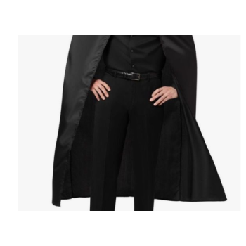 Black Adult Cape Costume Halloween Cloak Bandit Vampire Witch Wizard Fancy Dress