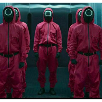 Adult Squid Game Costume Guard Tracksuit Halloween Party Red - Square - L/XL(175 - 185cm)