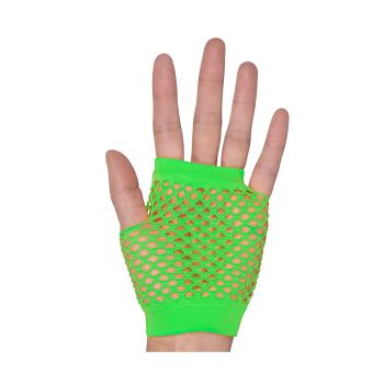 12 Pair Fishnet Gloves Fingerless Wrist Length 70s 80s Costume Party Fluro Green