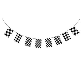 CHECKERED BUNTING FLAG Race Car Chequered Flag Banner Hanging Decoration Rectangular - 10.8 Metres