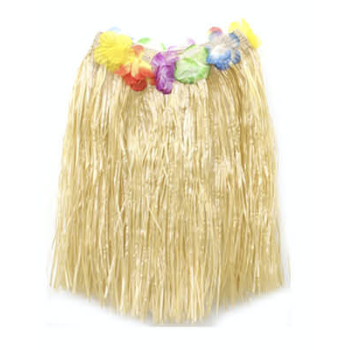 40cm HAWAIIAN HULA SKIRT Tropical Costume Dress Lei Grass Flower Party Adult - Natural