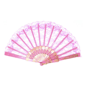 LACE FAN Hand Folding Wedding Party Bridal Spanish Costume Accessory - Light Pink