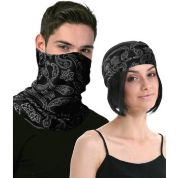 Seamless Tube Bandana Head Scarf Face Cover Mask Pattern Mask Neck Gaiter - Black