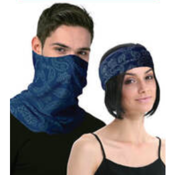 Seamless Tube Bandana Head Scarf Face Cover Mask Pattern Mask Neck Gaiter - Navy