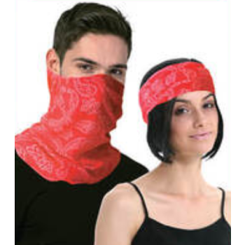 Seamless Tube Bandana Head Scarf Face Cover Mask Pattern Mask Neck Gaiter - Red