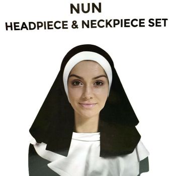 NUN Headpiece & Neckpiece Set Kit Collar Saints Sinners Church Sister Party