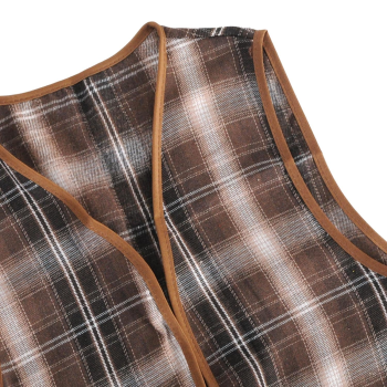 Childrens Brown Checkered Party Costume Vest Boys Kids Victorian, Cowboy or 1920s Style