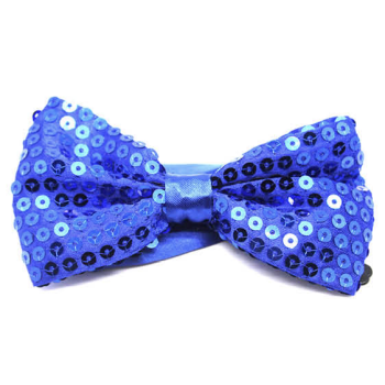 GLITTER SEQUIN BOW TIE Costume Fancy Dress Dance Fancy Shiny Party Bowtie - Blue