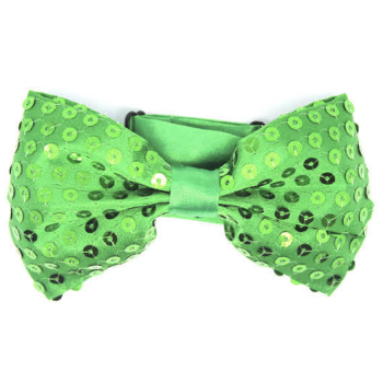 GLITTER SEQUIN BOW TIE Costume Fancy Dress Dance Fancy Shiny Party Bowtie - Green