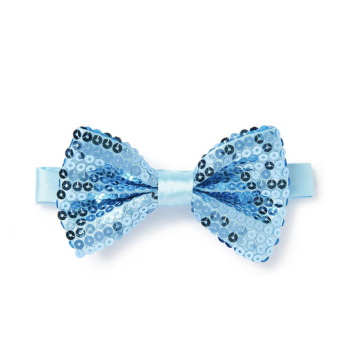 GLITTER SEQUIN BOW TIE Costume Fancy Dress Dance Fancy Shiny Party Bowtie - Light Blue