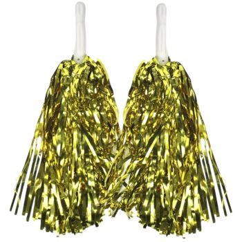 Yellow Metallic Cheerleading Pom Poms – Set of 12 with Easy-Grip Handles Australia Day