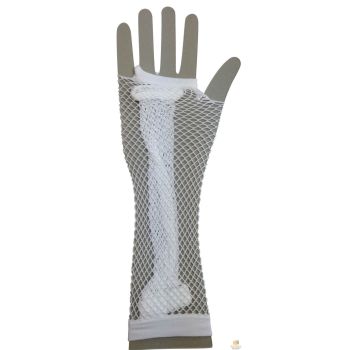 FISHNET GLOVES Fingerless Elbow Length 70s 80s Womens Costume Party Dance - White - One Size