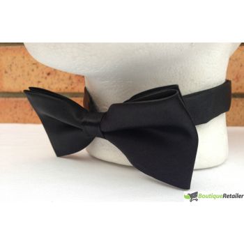 Mens BOW TIE Wedding Tuxedo Formal Bestman Necktie Classic Plain Party  - Black