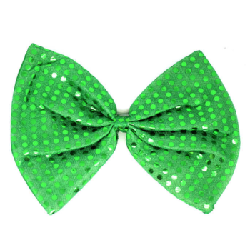 LARGE BOW TIE Sequin Polka Dots Bowtie Big King Size Party  Costume - Green