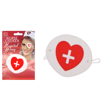 NURSE EYEPATCH Fancy Dress Hospital Heart Costume Ladies Doctor Party