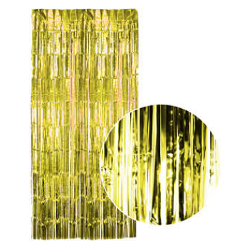 Tinsel Curtain Foil Metallic Fringe Backdrop Party Door Decorations (200cm x 100cm) - Yellow/Gold