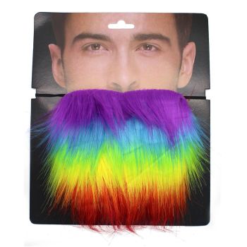 Rainbow Beard Gay Pride LGBTQ Mardi Gras Costume Party Moustache Fancy Dress