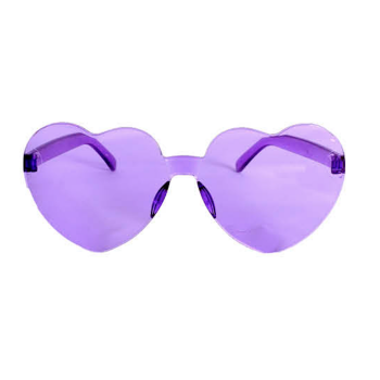 Party Sun Glasses Perspex Hearts Costume - Purple