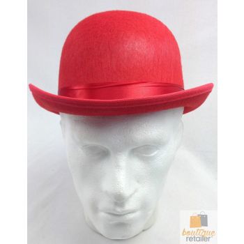 BOWLER HAT Party Costume Derby Fancy Dress Dance Halloween Vintage Cap - Red