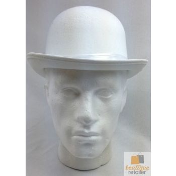 BOWLER HAT Party Costume Derby Fancy Dress Dance Halloween Vintage Cap - White