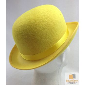 BOWLER HAT Party Costume Derby Fancy Dress Dance Halloween Vintage Cap - Yellow